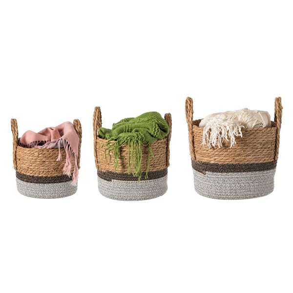 Vintiquewise Storage Basket, Brown, Straw, 3 PK QI004174.3